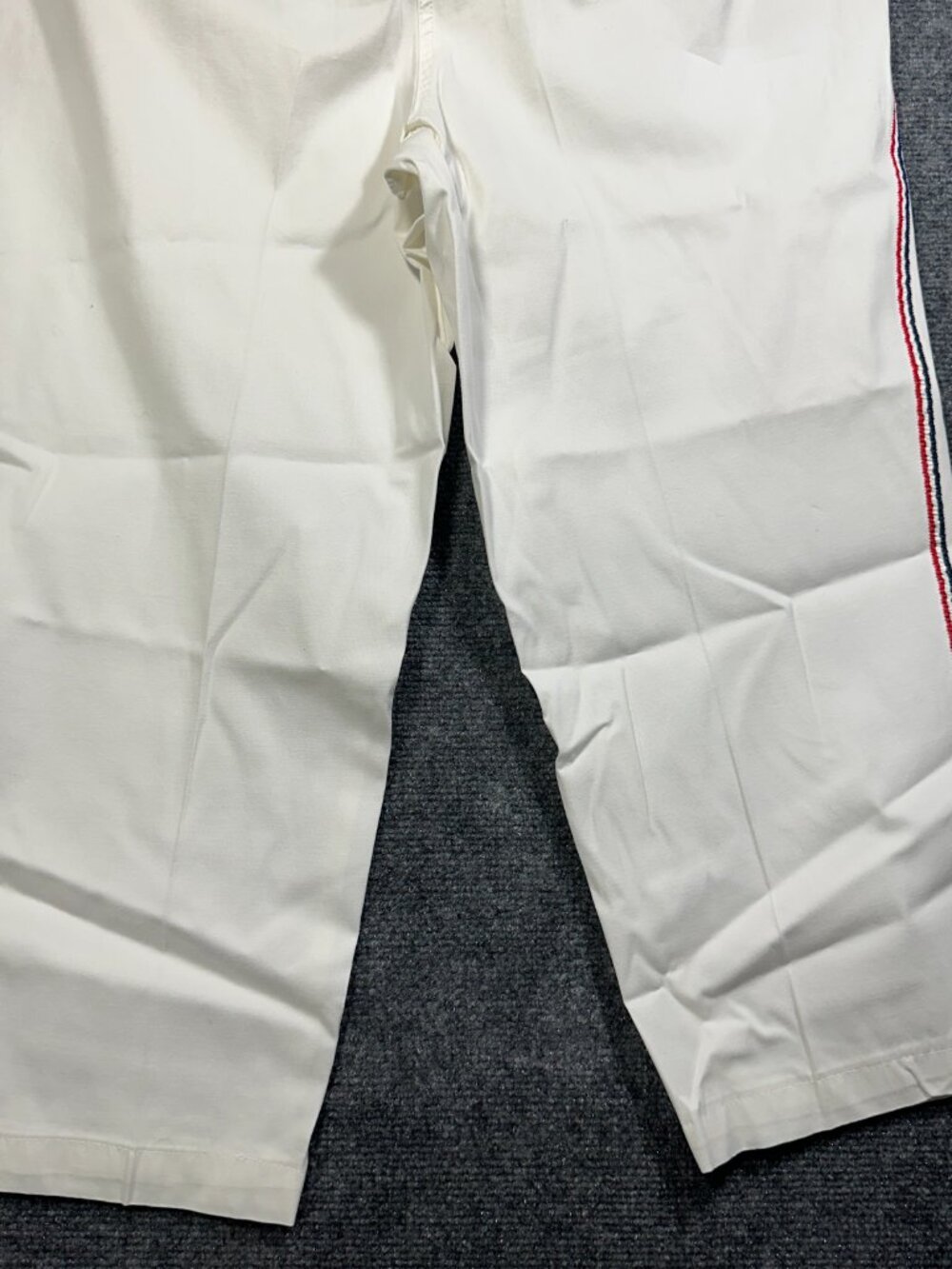 Talbots Pants Womens 14 Relaxed Chino Crop White Cotton Stretch Side Stripe Zip - Picture 8 of 9